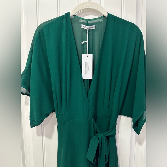 NWT Reformation | Winslow Wrap Dress in Emerald | Size: XS - Picture 10 of 16